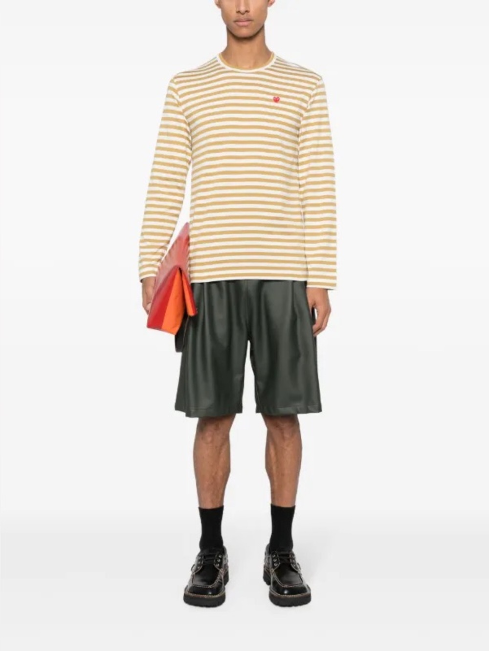 Comme des Garçons PLAY Striped Long Sleeve Tee ssense chic Japanese modern heart